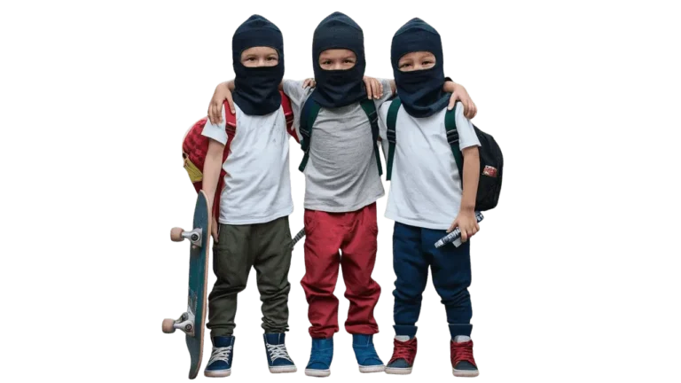 Three Kids in balaclavas