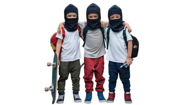 Three Kids in balaclavas